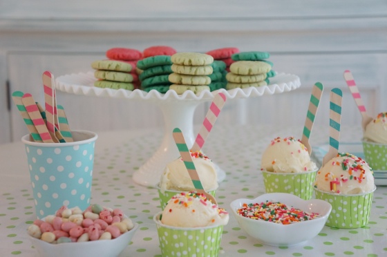 color cookies and ice cream dishes